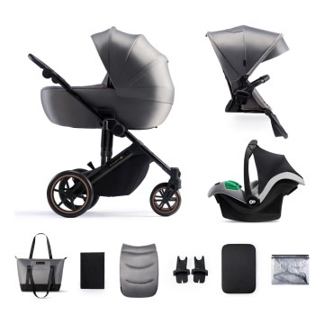 KINDERKRAFT SELECT - Kombi-Kinderwagen 3in1 PRIME 2 Premium Shadow grau + Auto-Kindersitz