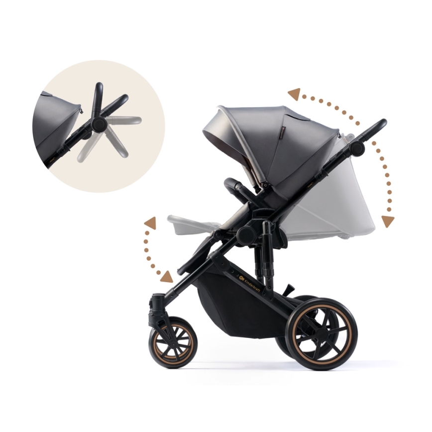 KINDERKRAFT SELECT - Kombi-Kinderwagen 3in1 PRIME 2 Premium Shadow grau + Auto-Kindersitz