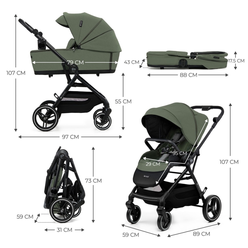 KINDERKRAFT SELECT - Kombikinderwagen 2-in-1 YOXI Mystic Green
