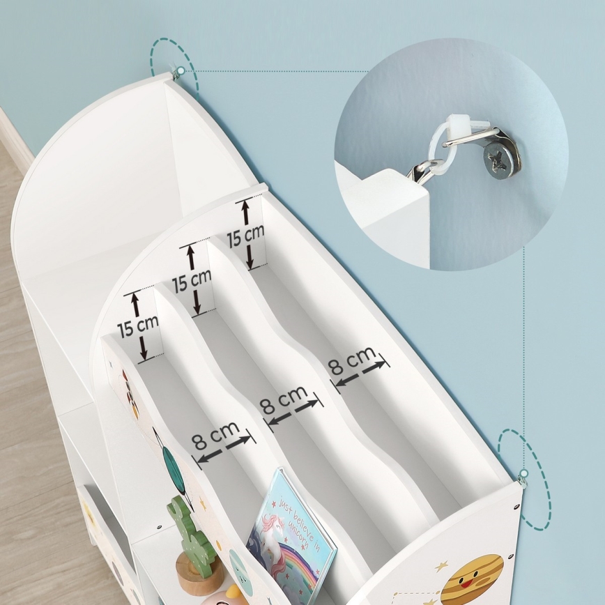 Kinderbücherschrank mit Stoffboxen ANET Weiß