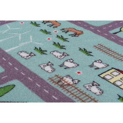 Kinderteppich STELLA STREETS 100x150 cm türkis/Stadt