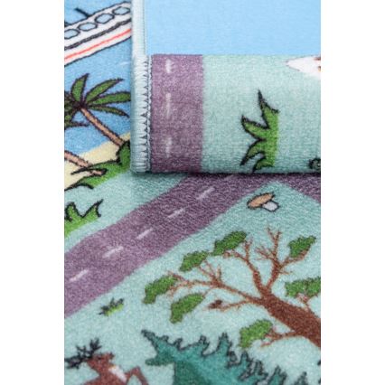 Kinderteppich STELLA STREETS 120x170 cm türkis/Stadt