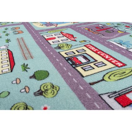 Kinderteppich STELLA STREETS 80x100 cm türkis/Stadt