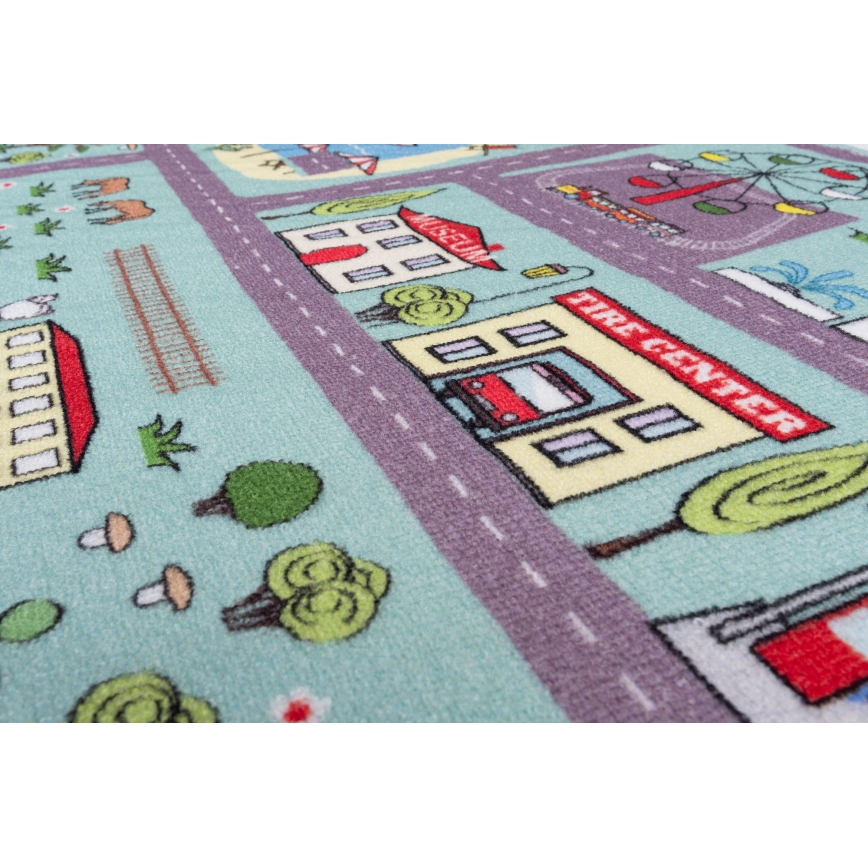Kinderteppich STELLA STREETS 80x100 cm türkis/Stadt