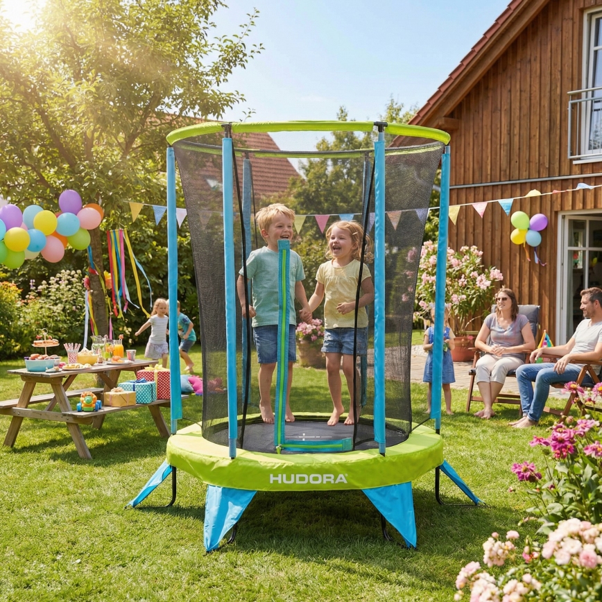 Kindertrampolin Ø 140 cm, blau/grün