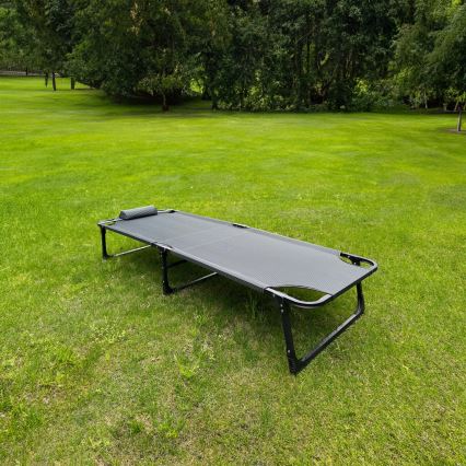 Klappbare Campingliege mit Polster grau