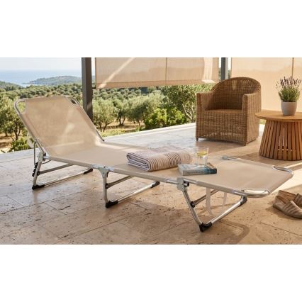 Klappbare, mehrfach verstellbare Sonnenliege SUNO 56x190 cm cremefarben