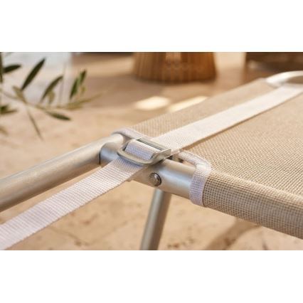 Klappbare, mehrfach verstellbare Sonnenliege SUNO 56x190 cm cremefarben