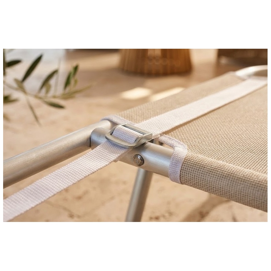 Klappbare, mehrfach verstellbare Sonnenliege SUNO 56x190 cm cremefarben
