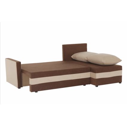 Klappbare Universal-Eck-Sofagarnitur in L-Form BRISTOL braun/beige