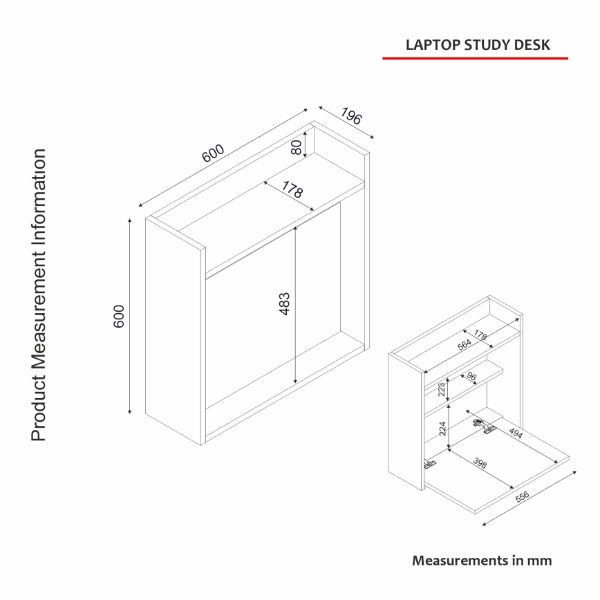 Klappbarer Arbeitstisch LAPTOP 60x60 cm braun/weiß