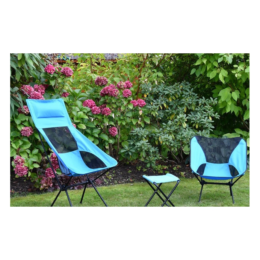Klappbarer Campingstuhl blau 63 cm