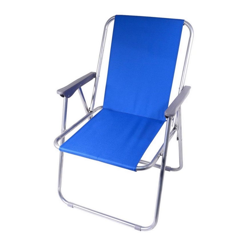 Klappbarer Campingstuhl blau/mattes Chrom