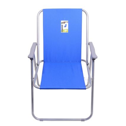 Klappbarer Campingstuhl blau/mattes Chrom