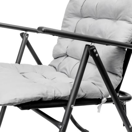 Klappbarer Campingstuhl mit Matratze schwarz/grau