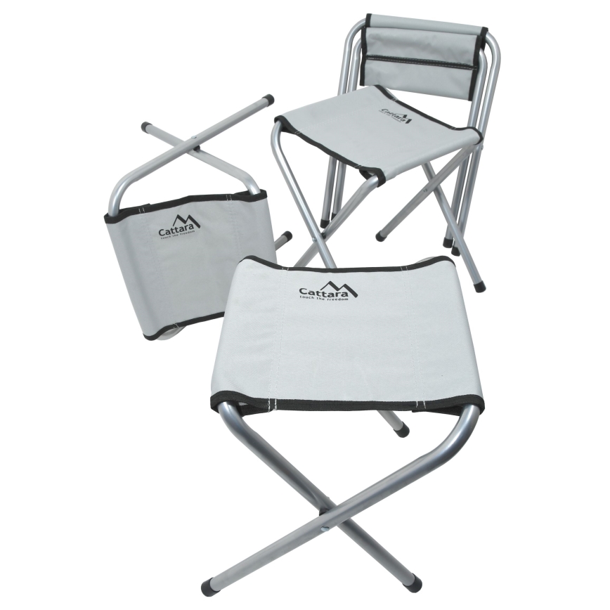 Klappbarer Campingtisch + 4x Stuhl weiß/matt Chrom