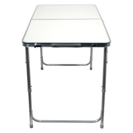 Klappbarer Campingtisch + 4x Stuhl weiß/matt Chrom