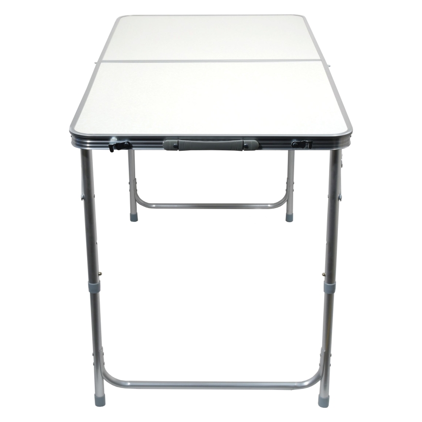Klappbarer Campingtisch + 4x Stuhl weiß/matt Chrom