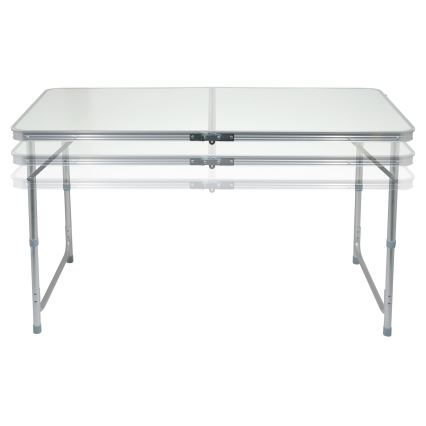 Klappbarer Campingtisch + 4x Stuhl weiß/matt Chrom