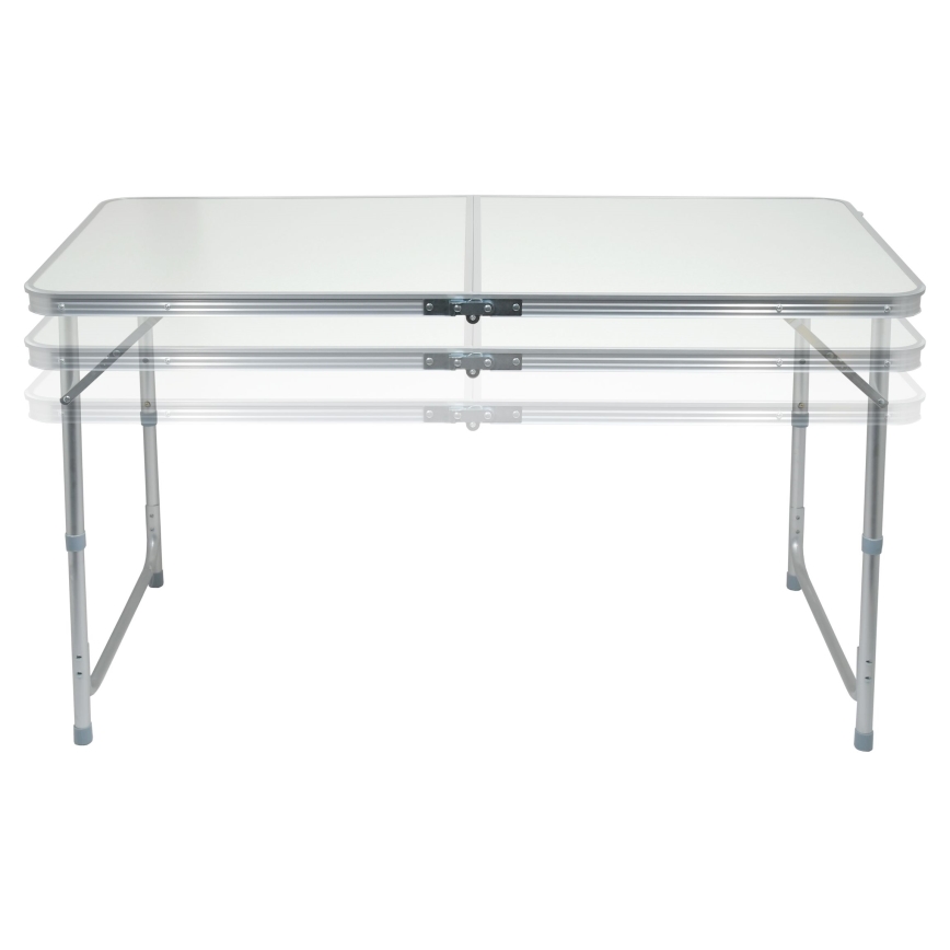 Klappbarer Campingtisch + 4x Stuhl weiß/matt Chrom