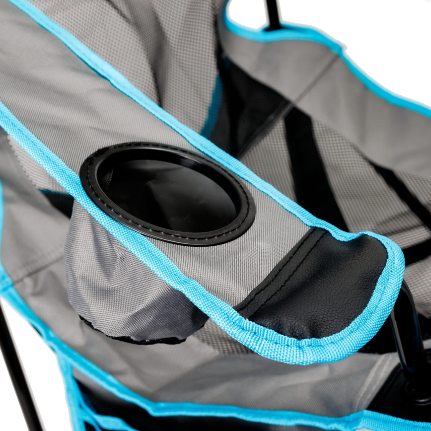Klappbarer Campingtisch + Stuhl grau/blau