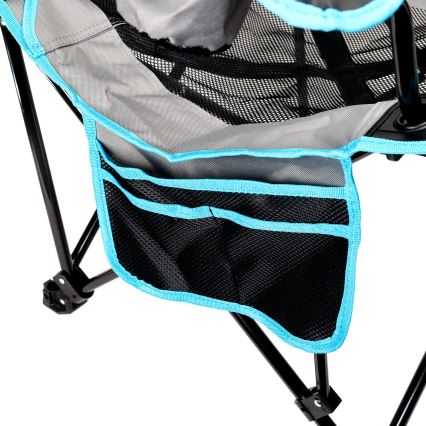 Klappbarer Campingtisch + Stuhl grau/blau