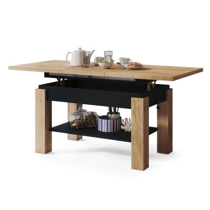 Klappbarer Couchtisch mit Ablage ADONIS Eiche/schwarz