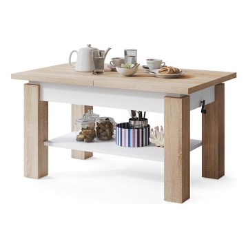 Klappbarer Couchtisch mit Ablage ADONIS Eiche sonoma/weiß