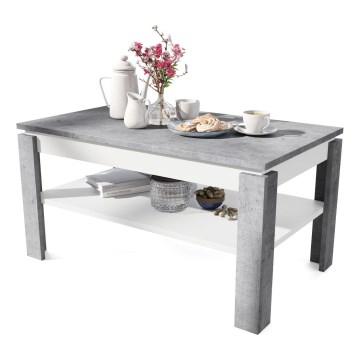Klappbarer Couchtisch mit anhebbarer Platte mit Ablage ADEN grau/weiß