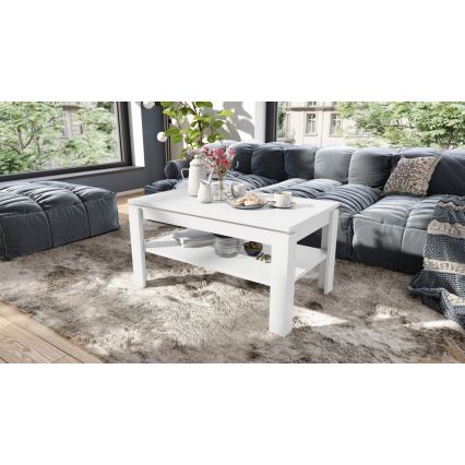 Klappbarer Couchtisch mit anhebbarer Platte mit Ablage ADEN weiß