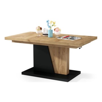 Klappbarer Couchtisch mit anhebbarer Platte NINO Eiche/schwarz