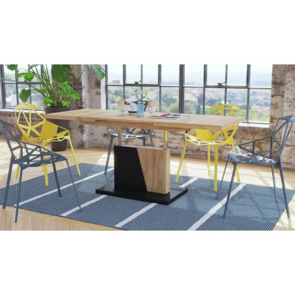Klappbarer Couchtisch mit anhebbarer Platte NINO Eiche/schwarz