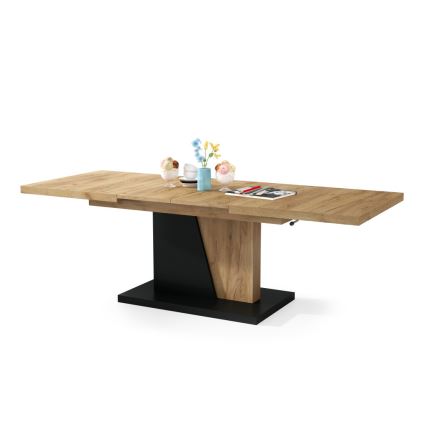 Klappbarer Couchtisch mit anhebbarer Platte NINO Eiche/schwarz