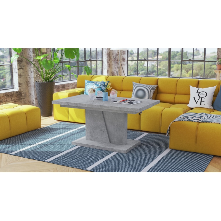 Klappbarer Couchtisch mit anhebbarer Platte NINO grau
