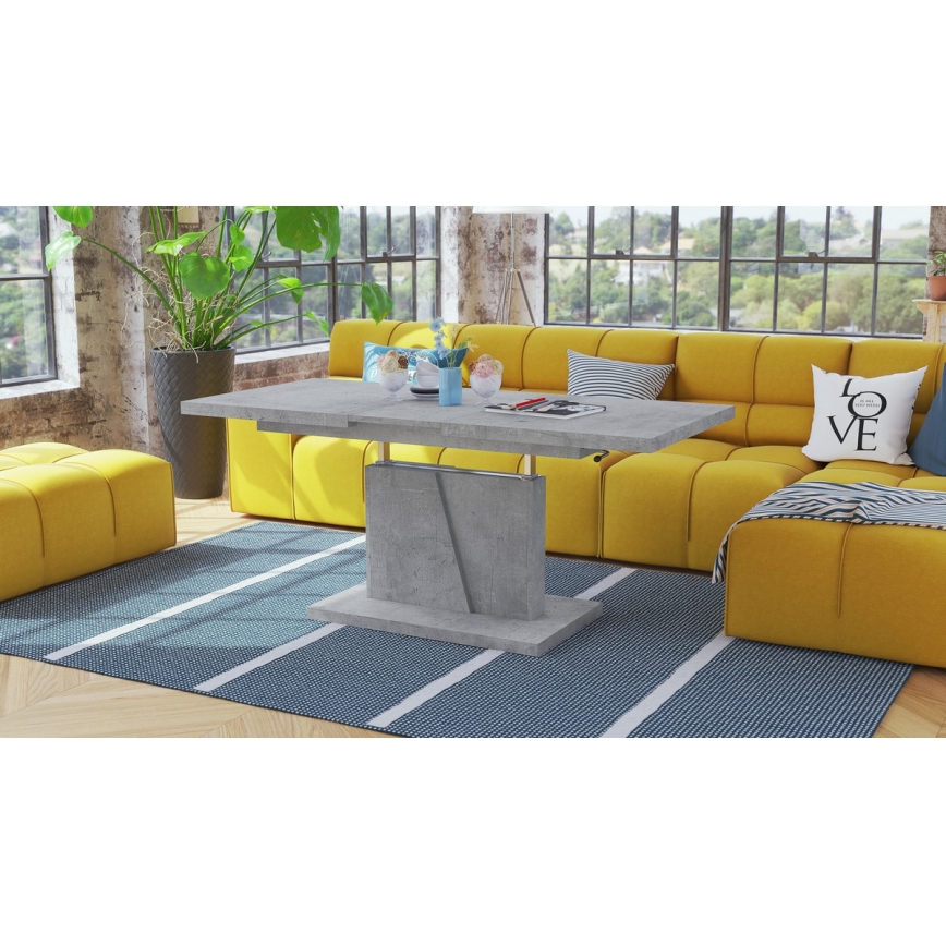 Klappbarer Couchtisch mit anhebbarer Platte NINO grau