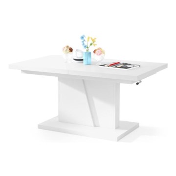 Klappbarer Couchtisch mit anhebbarer Platte NINO weiß