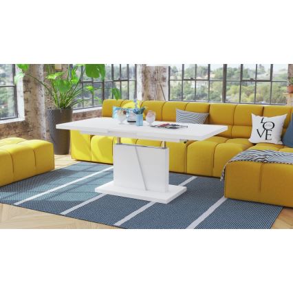 Klappbarer Couchtisch mit anhebbarer Platte NINO weiß