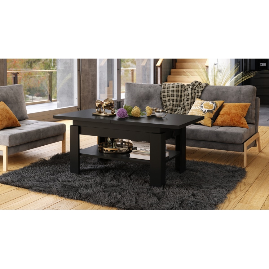 Klappbarer Couchtisch mit anhebbarer Platte ROY schwarz