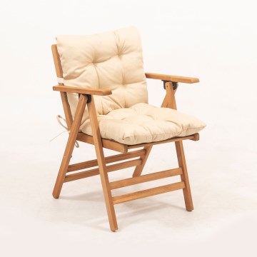Klappbarer Gartenstuhl mit Kissen beige/Hainbuche