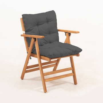 Klappbarer Gartenstuhl mit Polster in Grau/Eiche