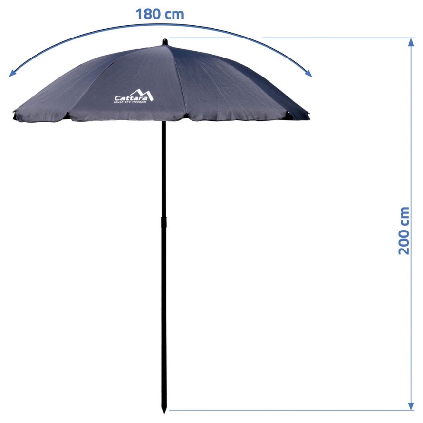 Klappbarer, neigbarer Sonnenschirm d 1,8 m grau