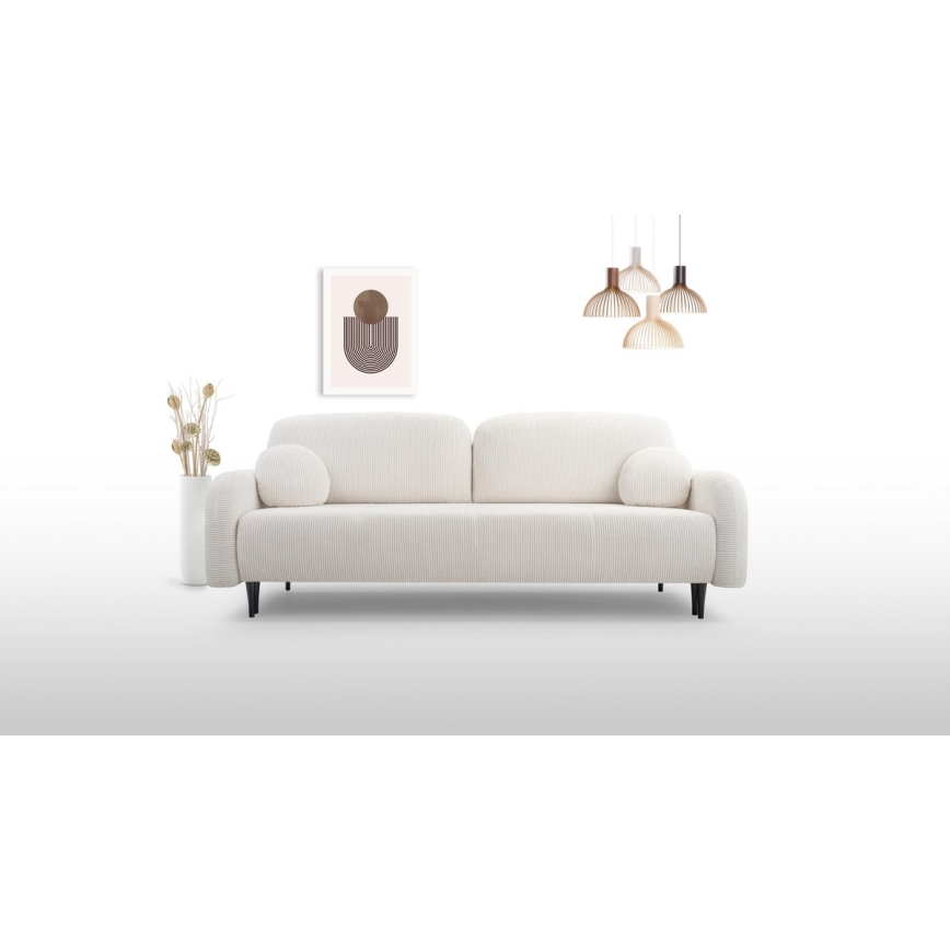 Klappbares Dreisitzer-Polstersofa CLOUDY cremefarben