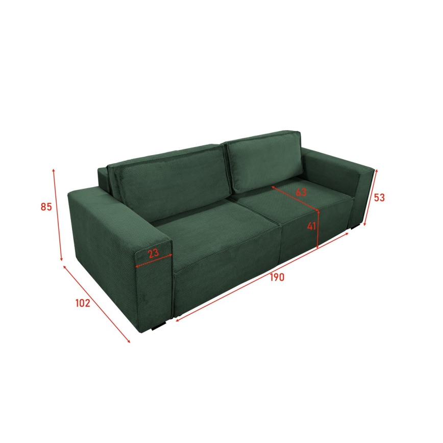 Klappbares Dreisitzer-Sofa mit Stauraum RONDA grün