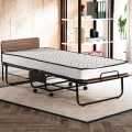 Klappbares Metall-Einzelbett HERON 80x190 cm mit Matratze, weiß – Belastbarkeit 120 kg