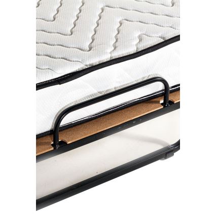 Klappbares Metall-Einzelbett HERON 80x190 cm mit Matratze, weiß – Belastbarkeit 120 kg