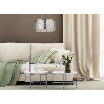 LED dimmbarer Kristall-Kronleuchter an Kabel FOREST 5xLED/5W/230V mattchrom