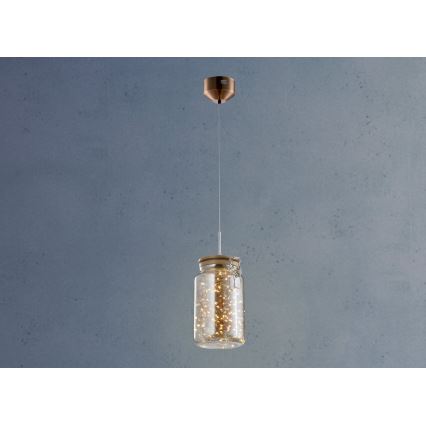 LED Kronleuchter an Kabel JAR LED/5W/230V kupfer/holz