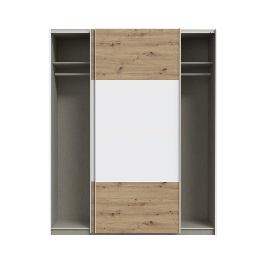 Kleiderschrank KARO 170x210 cm weiß/Artisan-Eiche
