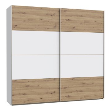 Kleiderschrank KARO 220x210 cm weiß/Artisan-Eiche