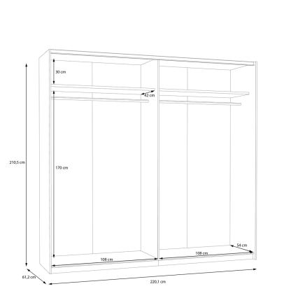 Kleiderschrank KARO 220x210x61 cm weiß